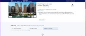 Screenshot of Hyatt's website showing Club Access Award to be applied to reservation.